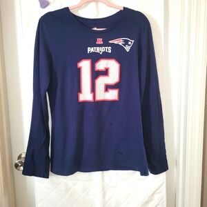 Tom Brady #12 PATRIOTS Long Sleeve Tee  Ladies Size XL  Closet Cleanout !